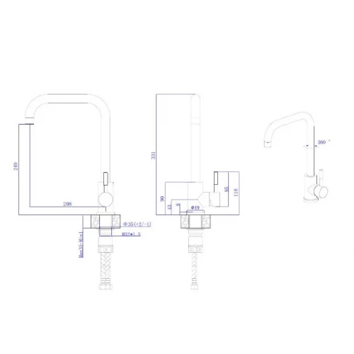 Смеситель Rush Melos для кухонной мойки сатин SUS1101-23