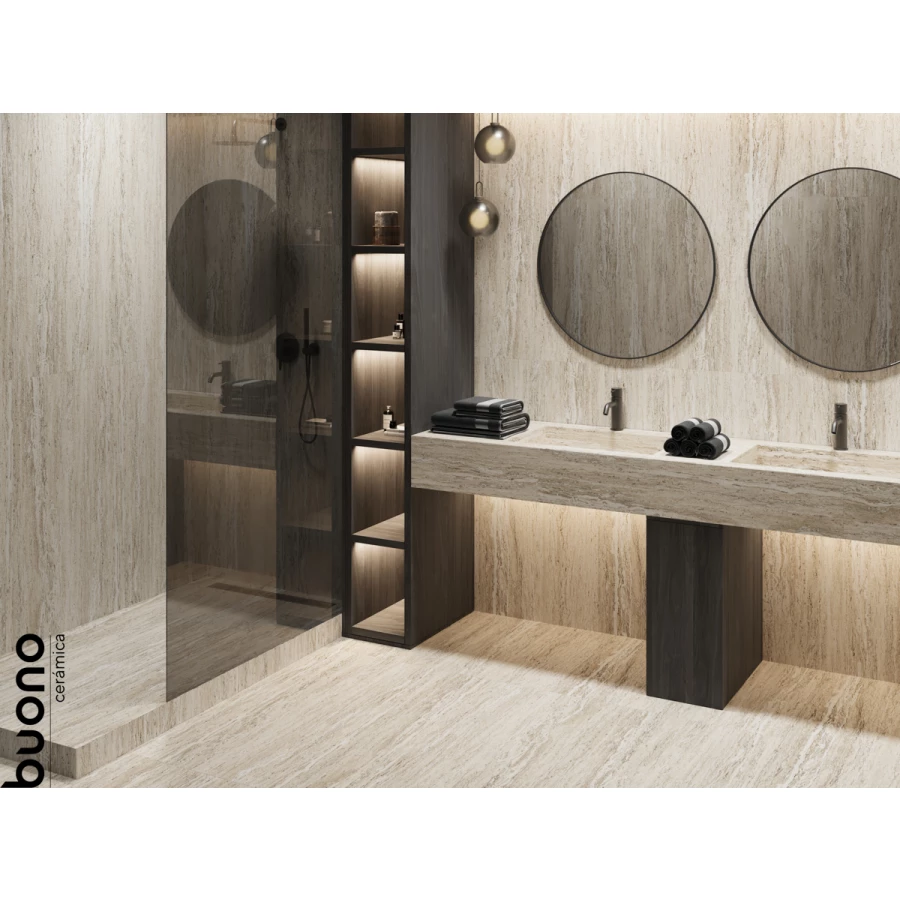 Керамогранит Buono Stones Travertino Beige Matt матовый бежевый S4442M 120х60 см