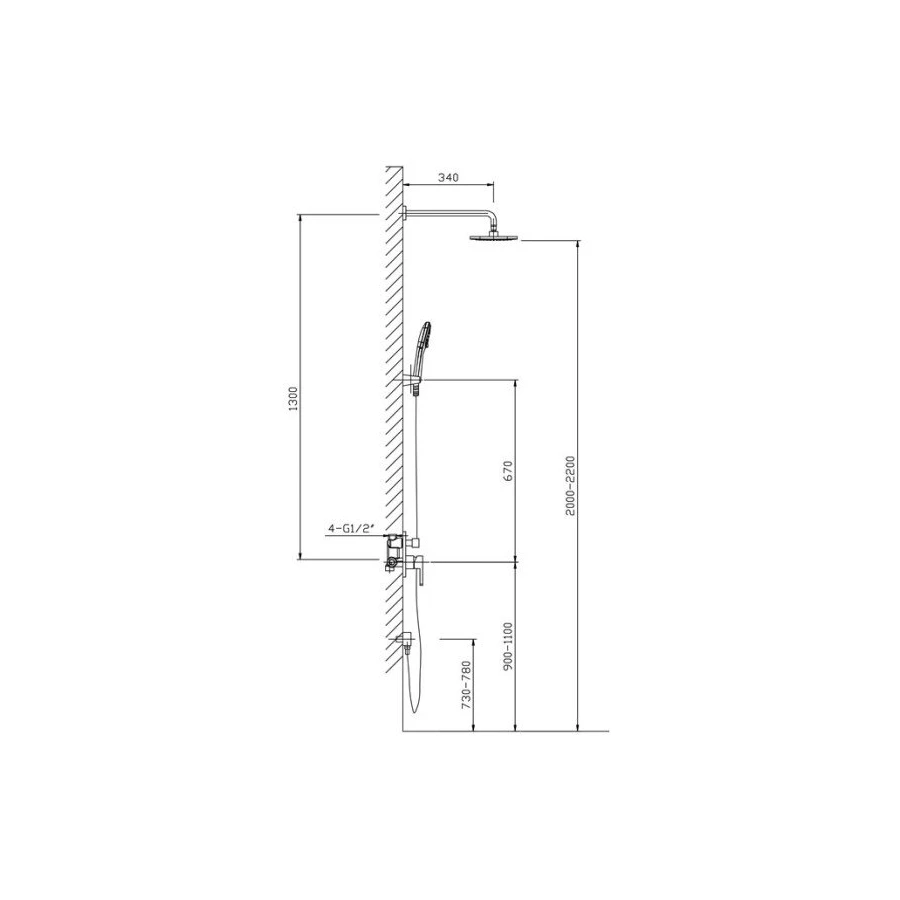 Душевая система Timo Selene скрытый монтаж 2-х режимнаая SX-2069/00SM (1113) chrome