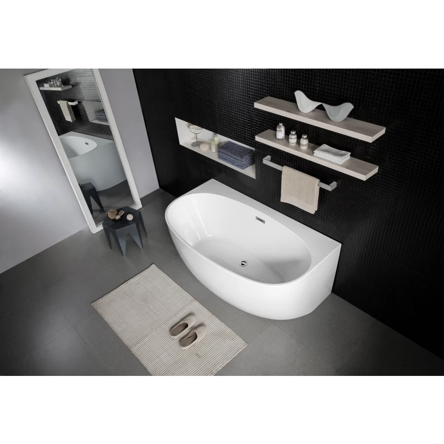 Ванна акриловая Azario Cambridge пристенная в комплекте с сифоном и металлической рамой CAM18090 180X88X58 см