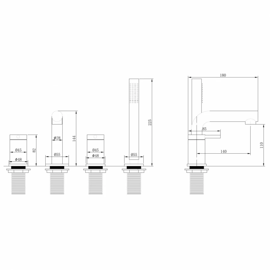 Смеситель Abber Emotion на борт ванны золото матовое AF8813G