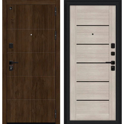 Входная дверь Bravo Райт/SBlack 205x86 Pecan/Cappuccino Melinga правое открывание