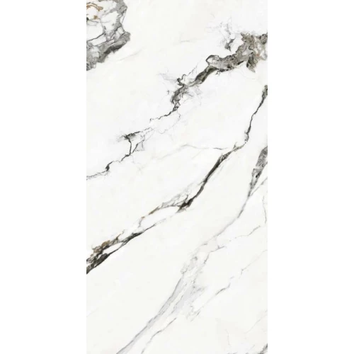 Керамогранит Planet Ceramics UKDD 47 глянцевый с золотом белый 120х60 см