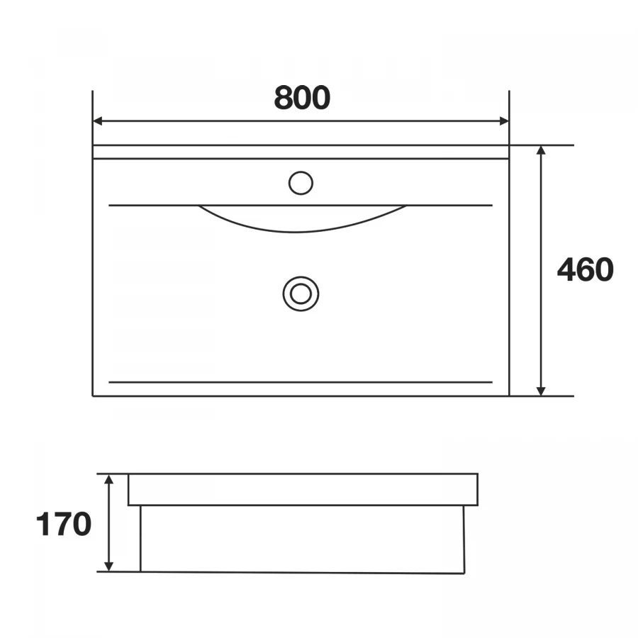 Раковина мебельная Azario Tempo санфаянс белый AZ-4029-80 80х46х17 см