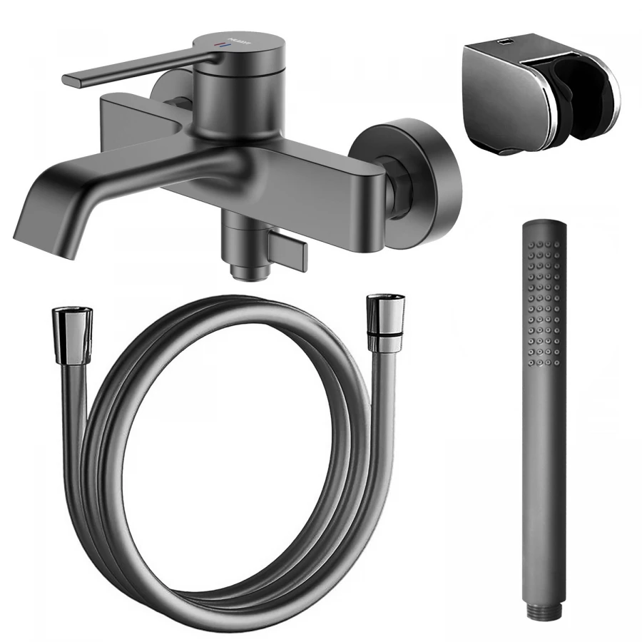 Смеситель для ванны и душа Azario Vincente с ручным душем керамический картридж графит AZ-VRZ238326AJ