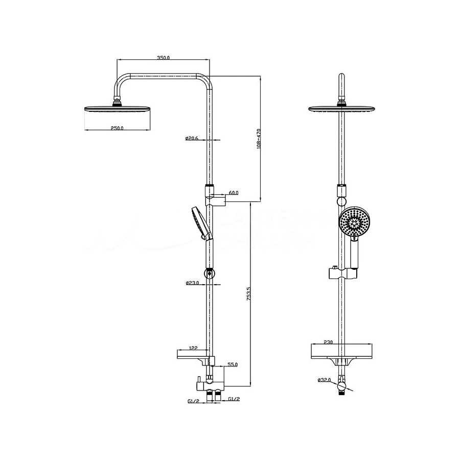 Душевой гарнитур с верхней лейкой Iddis Calipso CALSB5Fi76