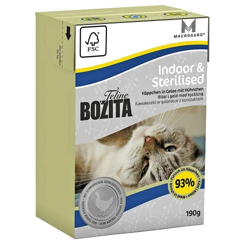 Консервы для кошек Bozita Feline Funktion Indoor & Sterilised Tetra Pak домашних, стерилизованных и малоподвижных кусочки в желе с курицей 2162-2062 190 г