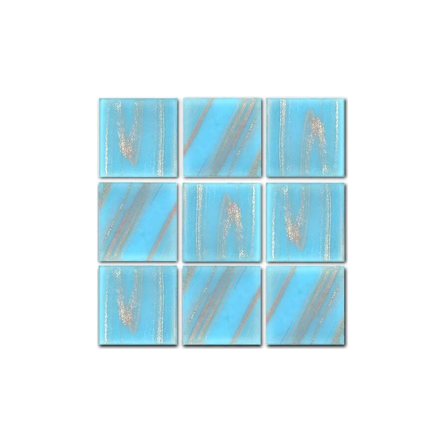 Стеклянная мозаика Rose Mosaic Gold Star сетка 1x1 глянцевая голубая G14 31,8х31,8 см