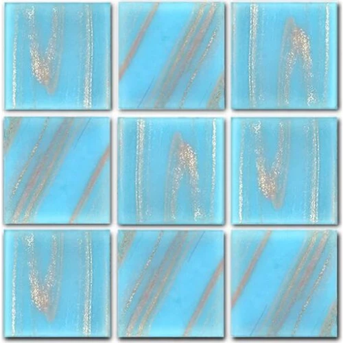 Стеклянная мозаика Rose Mosaic Gold Star сетка 1x1 глянцевая голубая G14 31,8х31,8 см
