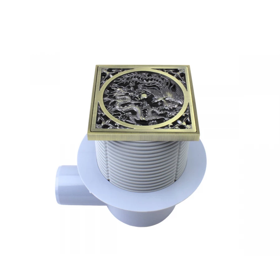 Трап Bronze de Luxe гориз выход с дизайн-решеткой Дракон 21986-56