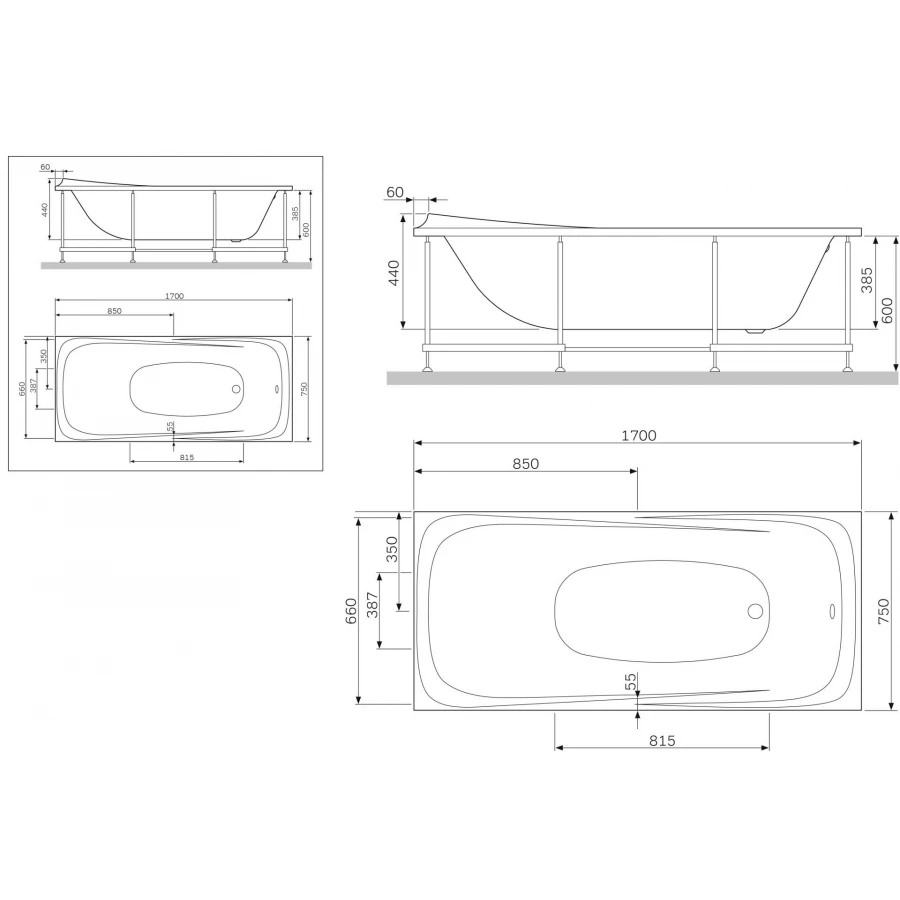 Декоративная боковая панель для ванны Am Pm Sensation орех W30A-000-075W-PWNF 170х75 см