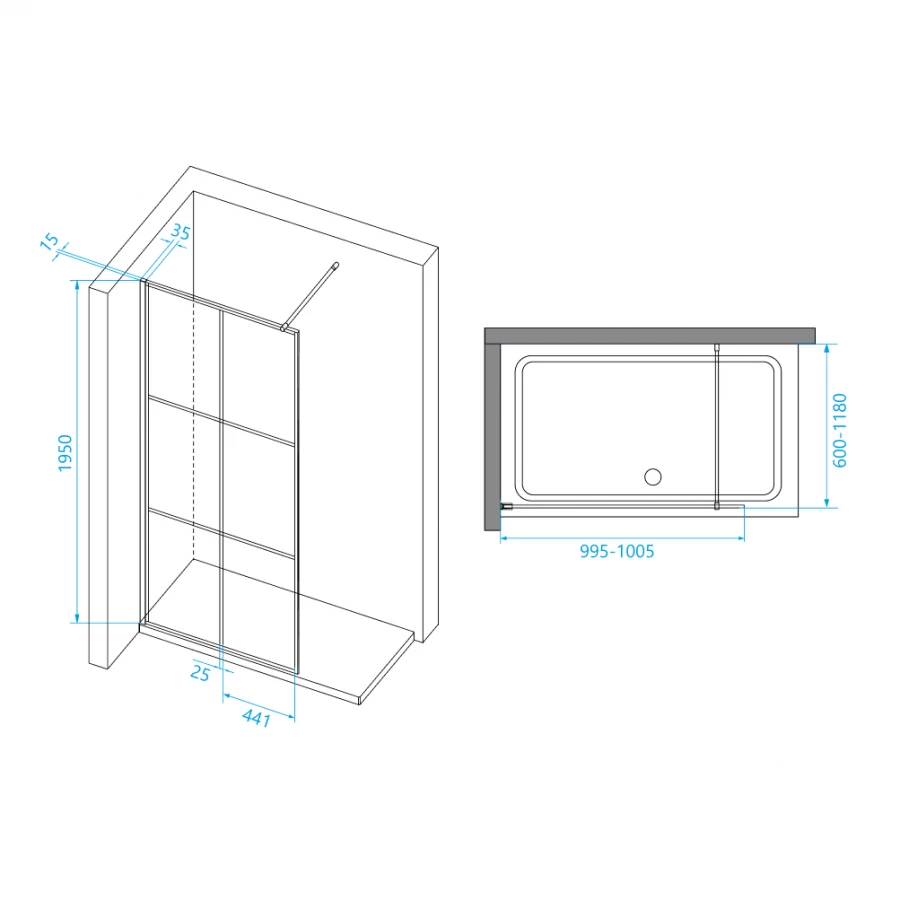 Перегородка для душа RGW WA-111B 411011110-84 1000 прозрачное