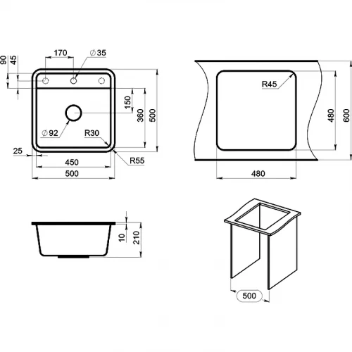 Кухонная мойка Granula Стандарт 5001 белый