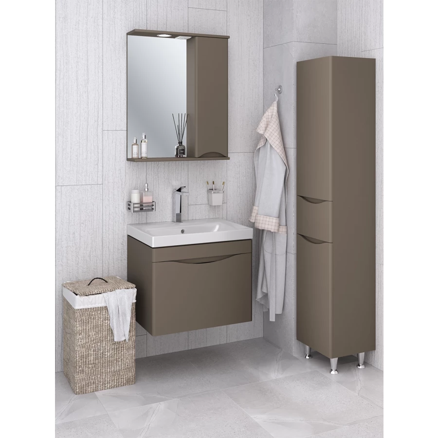 Тумба под раковину Runo Афина 60 подвесная бежевая под умывальник Moduo 60 00-00001206