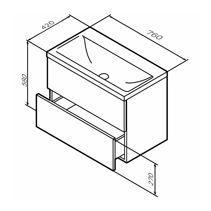 База под раковину Am Pm Gem подвесная 2 ящик а графит матовый M90FHX07522GM 75 см