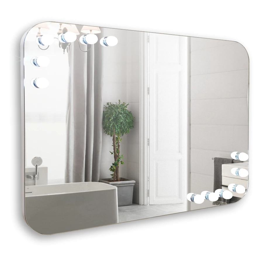Зеркало Azario Эмбер c подсветкой и диммером сенсорный выключатель 12 ламп в комплекте LED-00002506 91.5х68.5 см