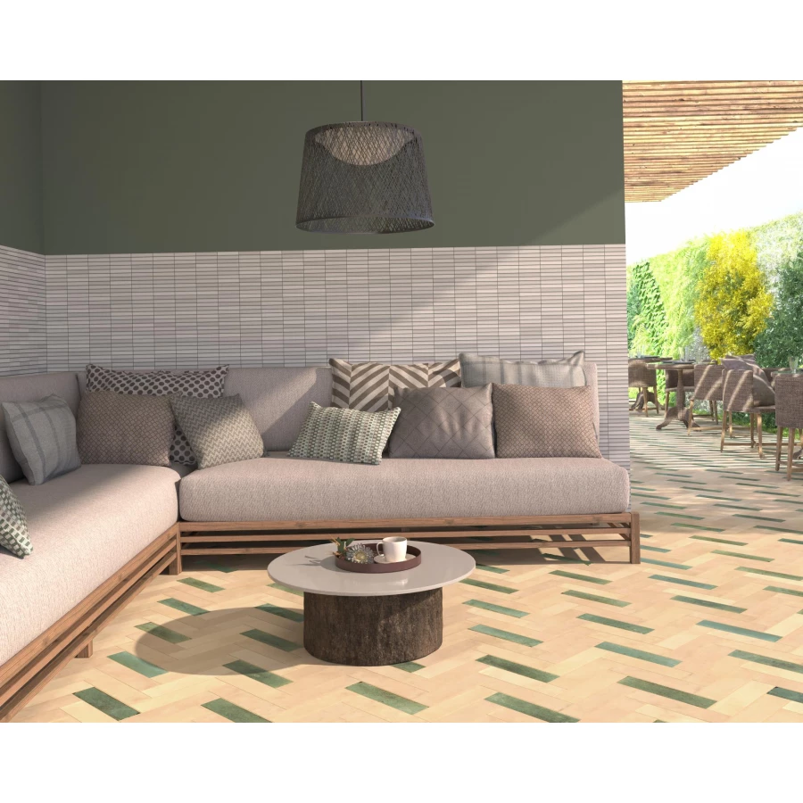 Керамогранит Dune Ceramica Agadir Selva глянцевый зеленый 188570 28х7 см