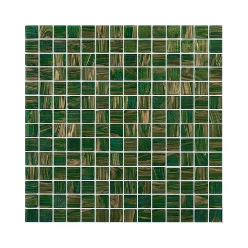 Стеклянная мозаика Rose Mosaic Gold Star сетка 2x2 глянцевая зеленая G28(5)322x322 32,2х32,2 см