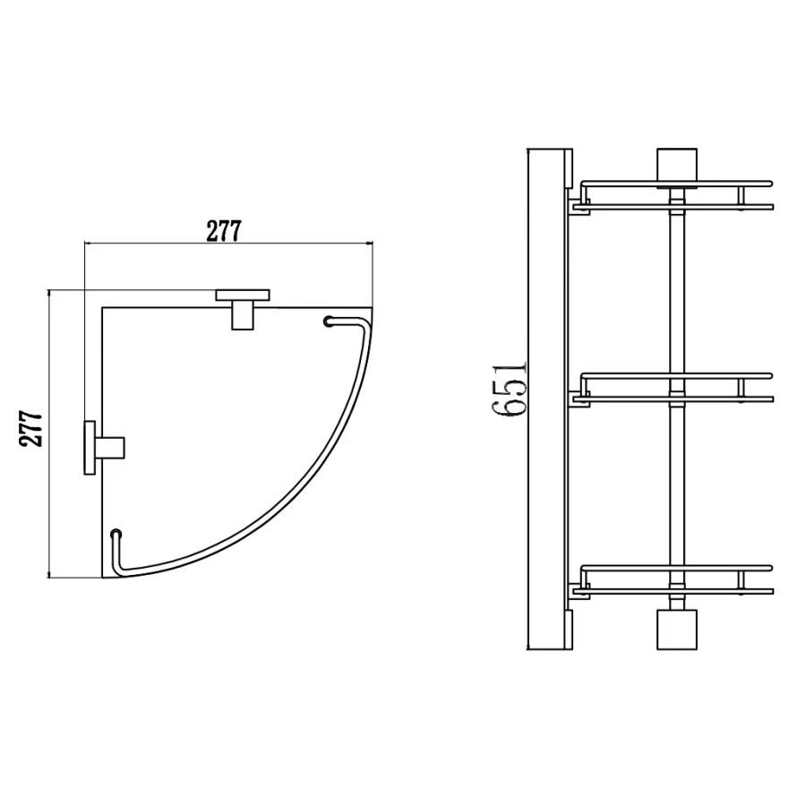 Полка Savol угловая тройная стеклянная S-065322C-3