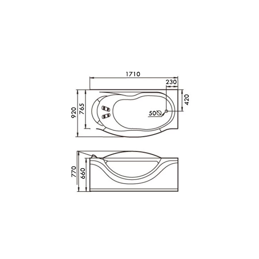 Акриловая ванна Gemy G9072 K R 171х92 см