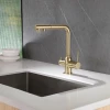 Смеситель Abber Emotion для кухни с подключением фильтра и выдвижной лейкой золото матовое AF8814G