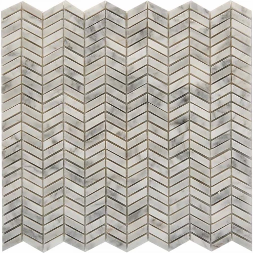 Мозаика Pixel mosaic Мрамор Bianco carrara чип 27x10 мм сетка Полированная Pix 290 30,7х29,8 см