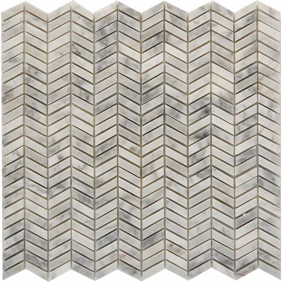 Мозаика Pixel mosaic Мрамор Bianco carrara чип 27x10 мм сетка Полированная Pix 290 30,7х29,8 см