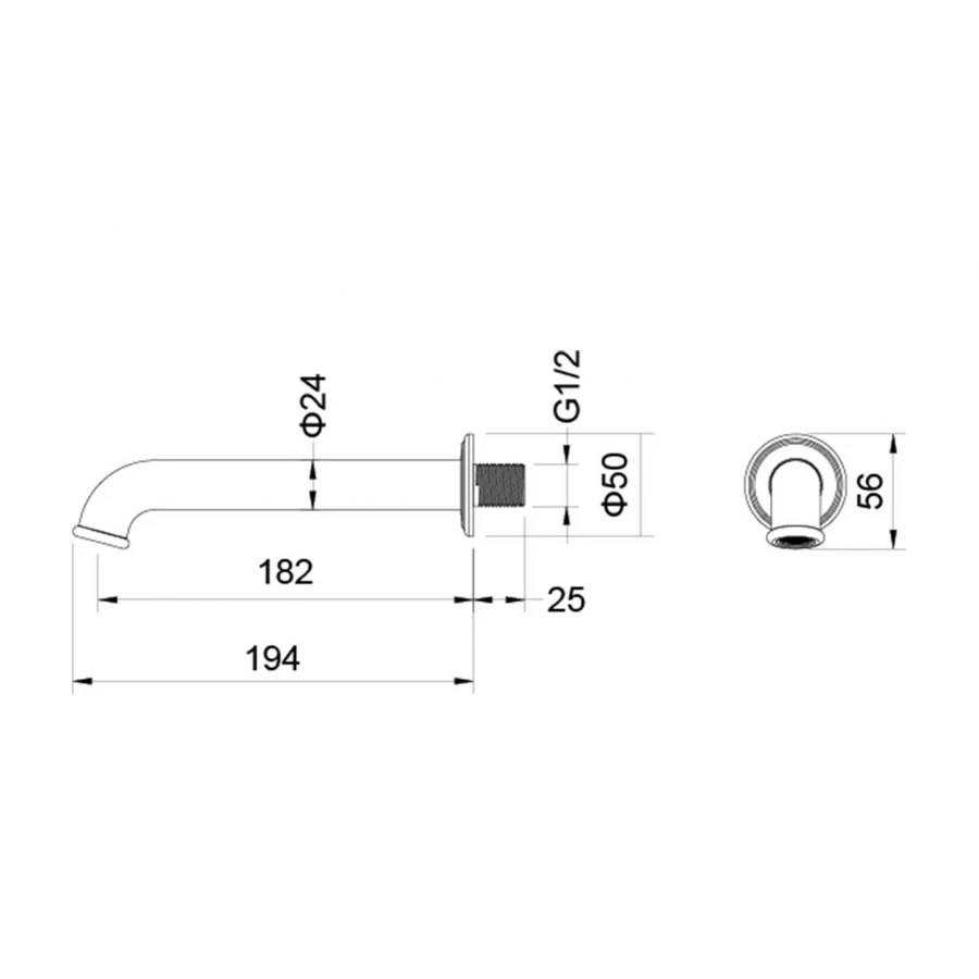 Излив для ванны Aquatek Классик 182 мм матовый черный AQ1541MB