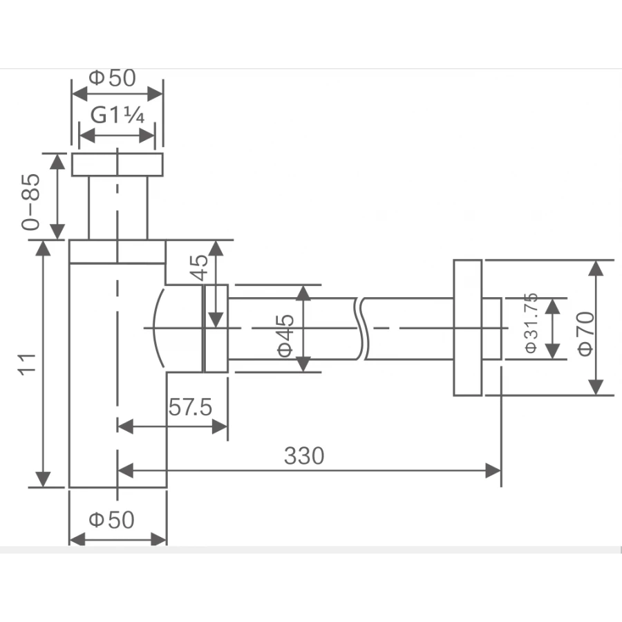 Сифон Savol для раковины черный S-LSQ01H