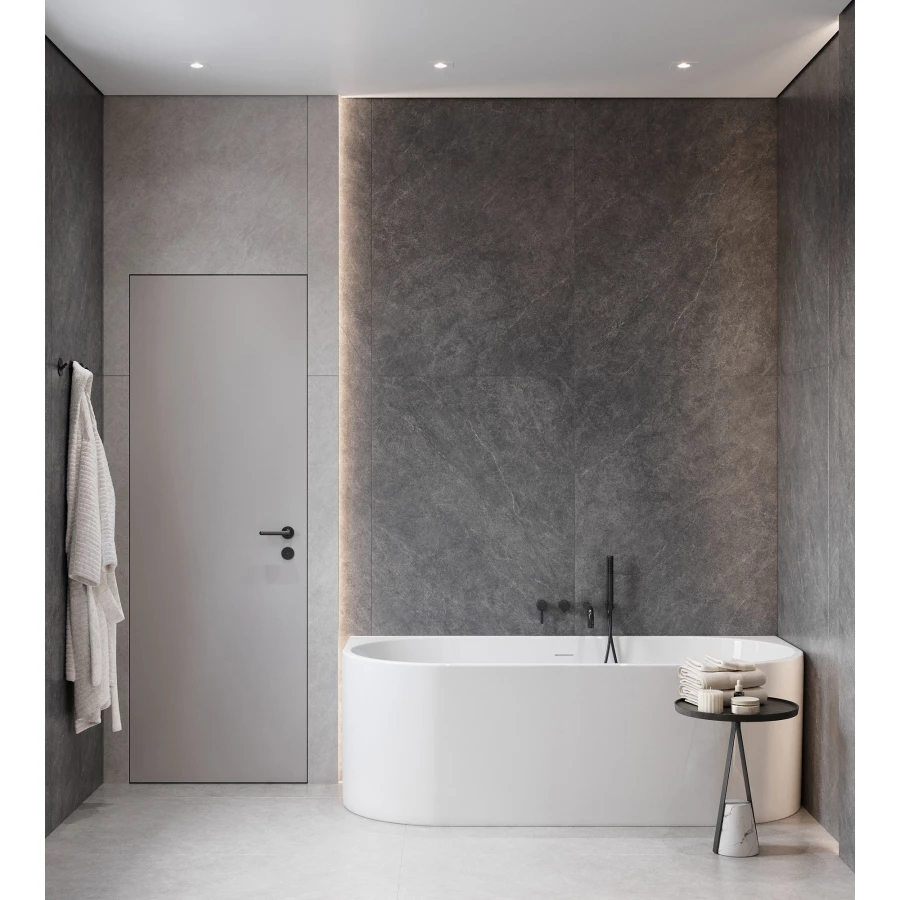 Керамогранит Creanza Listello Nero матовый с микрогранулами серый CZ-SL03-B 160х80 см