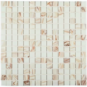 Мозаика Bonaparte Стеклянная мозаика Diva 20х20 с авантюрином полуглянцевая белая 32,7х32,7 см