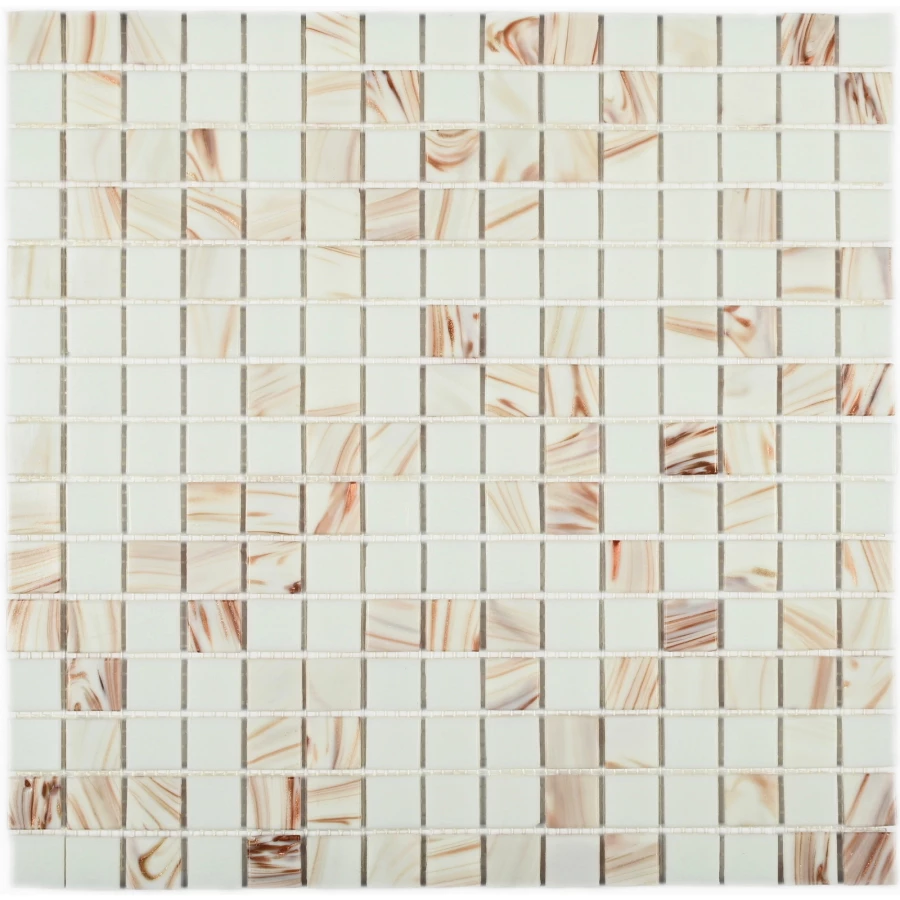 Мозаика Bonaparte Стеклянная мозаика Diva 20х20 с авантюрином полуглянцевая белая 32,7х32,7 см