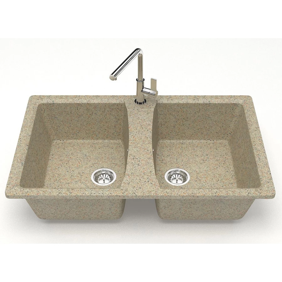 Кухонная мойка Azario Elmas двойная искусственный мрамор цвет песочный CS00078334 78х50х19 см
