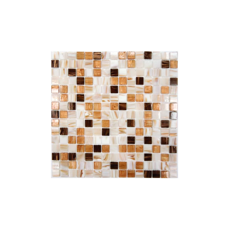 Мозаика Bonaparte Стеклянная мозаика Step-1 20х20 с авантюрином полуглянцевая коричневая 32,7х32,7 см