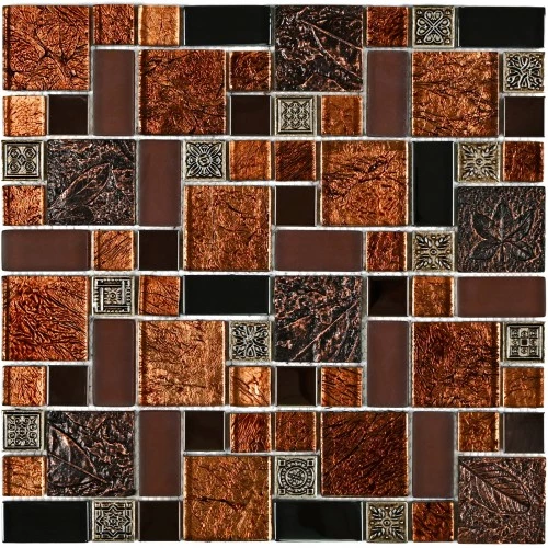 Мозаика Bonaparte Стеклянная с камнем Liberty-2 коричневая 30х30 см