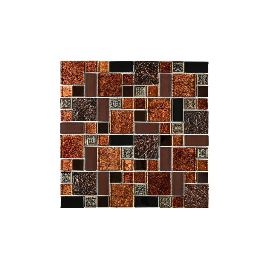 Мозаика Bonaparte Стеклянная с камнем Liberty-2 коричневая 30х30 см
