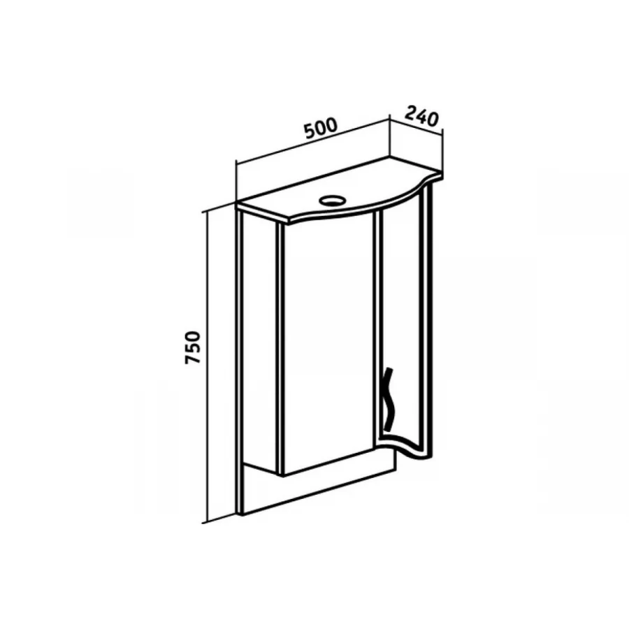 Зеркальный шкаф Runo Севилья 50 справа 00000000799 50x75 см