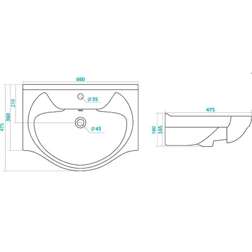 Раковина Santek Байкал 1.WH10.9.651 66х47,5 см