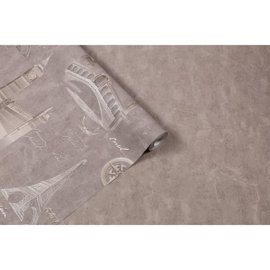 Обои флизелиновые Palitra Life Travel Wall коричневые PL72407-45 1,06х10,05 м