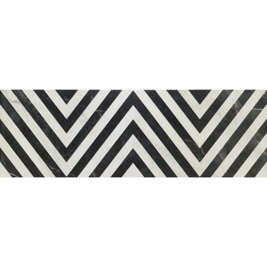 Плитка настенная Porcelanite Dos 1212 Rectificado Blanco Relieve глянцевая черно-белая 120х40 см
