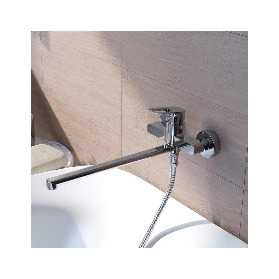 Смеситель для ванны Iddis Spin SPISBL2i10WA с длинным изливом, хром