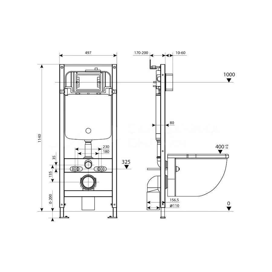 Инсталляция рамная Iddis Profix для подвесного унитаза универсальная PRO0000i32