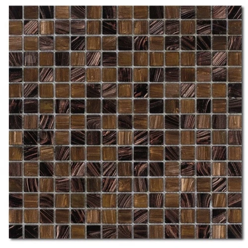 Стеклянная мозаика Rose Mosaic Aquatica Brown-Нaired сетка 2x2 глянцевая коричневая G03+G32 32,2х32,2 см