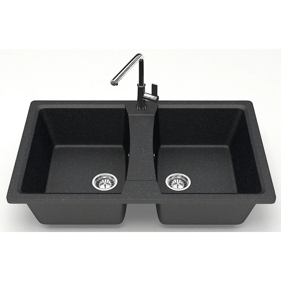 Кухонная мойка Azario Elmas двойная искусственный мрамор цвет черный CS00078333 78х50х19 см