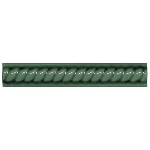 Бордюр Adex Модерниста Тренза ПБ С/С Верде Оссуро / Modernista Trenza PB C/C Verde Oscuro глянцевый зеленый ADMO5188 15х2,5 см