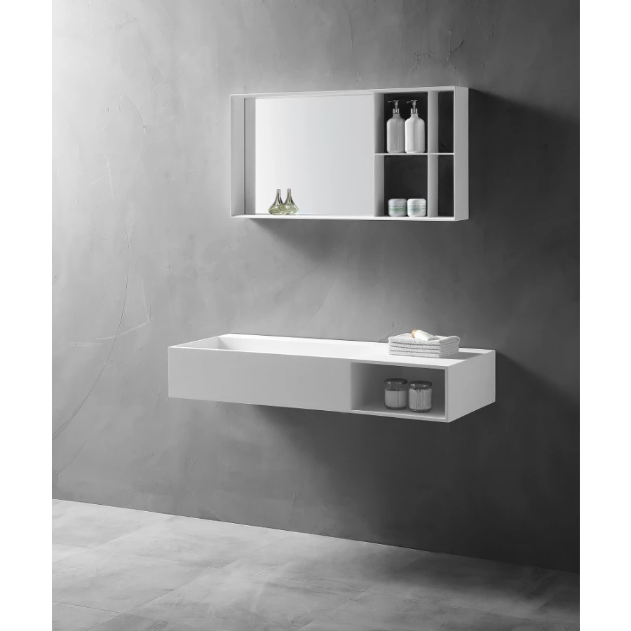 Тумба с раковиной Abber Stein подвесная белая матовая AS2640-1.2 R