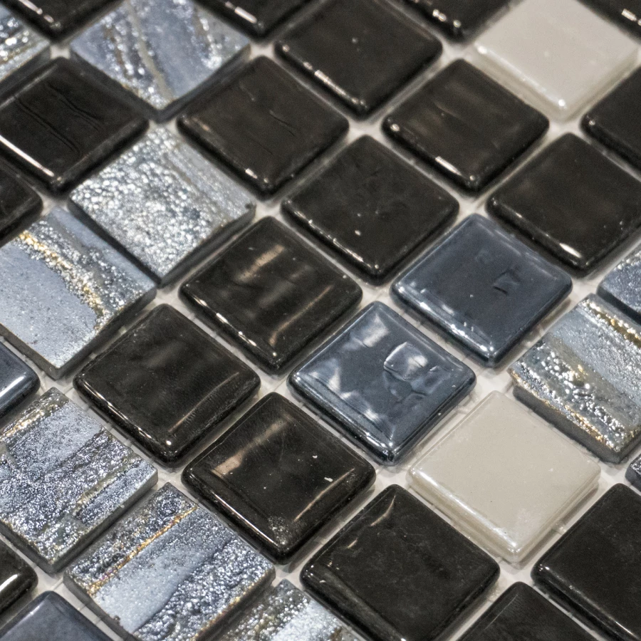 Мозаика Vidrepur Astra Black Mix 25х25 глянцевая черная 53378607 31,7х31,7 см