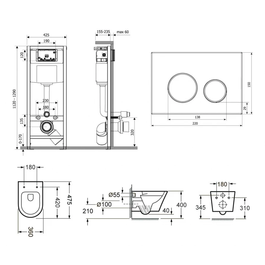 Унитаз Lavinia Boho Relfix Biore Compacto Rimless 75110151 (комплект 6 в 1)