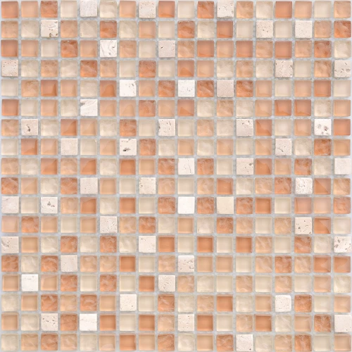 Мозаика из стекла и натурального камня Caramelle Mosaic Olbia бежевый 30,5x30,5 см
