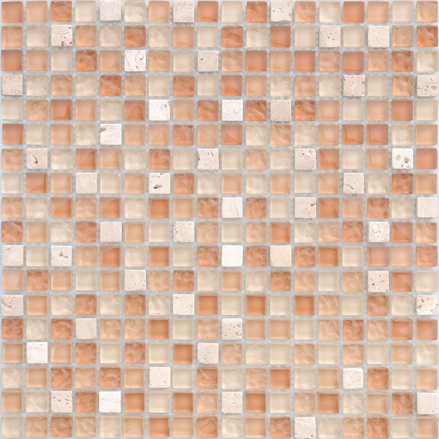 Мозаика из стекла и натурального камня Caramelle Mosaic Olbia бежевый 30,5x30,5 см